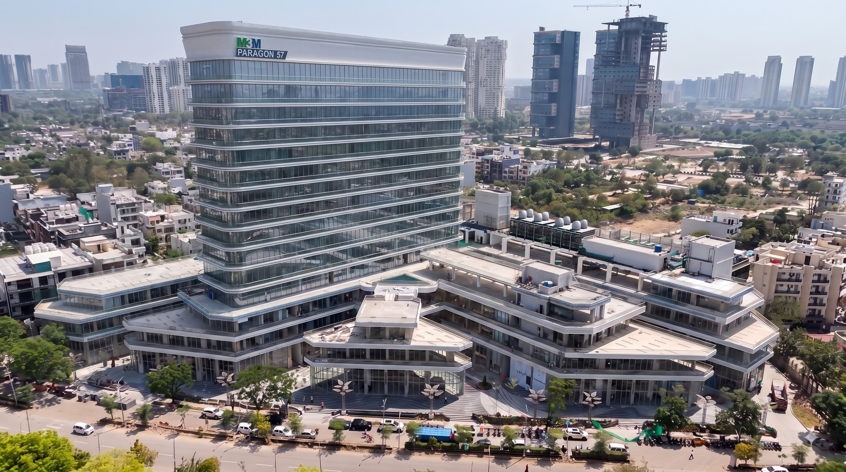 M3M Paragon 57 Sector 57 Gurugram aerial daytime frontal